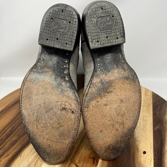 Tony Lama Men’s Size 10 E(Wide) Shrunken Bull Shoulder Gray/Black Cowboy Boots - Picture 6 of 12